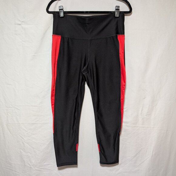 Xersion Women's Black Capri‎ Length Fitted Leggings Red Mesh Size Large - Picture 1 of 6